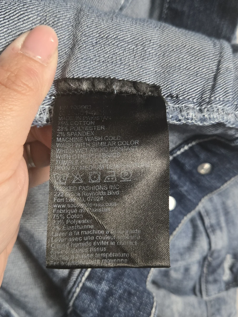 WT02 Mens Medium Acid Wash Distressed Moto Denim Trucker Jacket Ribbed Biker Top